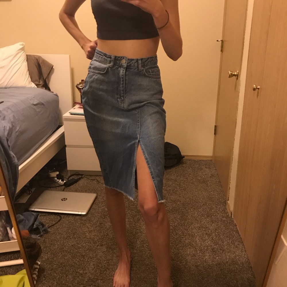 Boohoo midi denim skirt